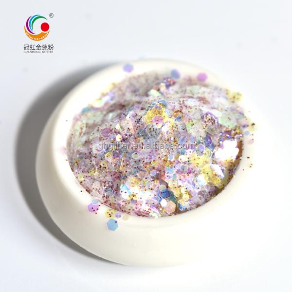 Hexagonal Polyester Chunky Glitter Mix Powder By The Pound Japanese Style Sequin For Body Face
