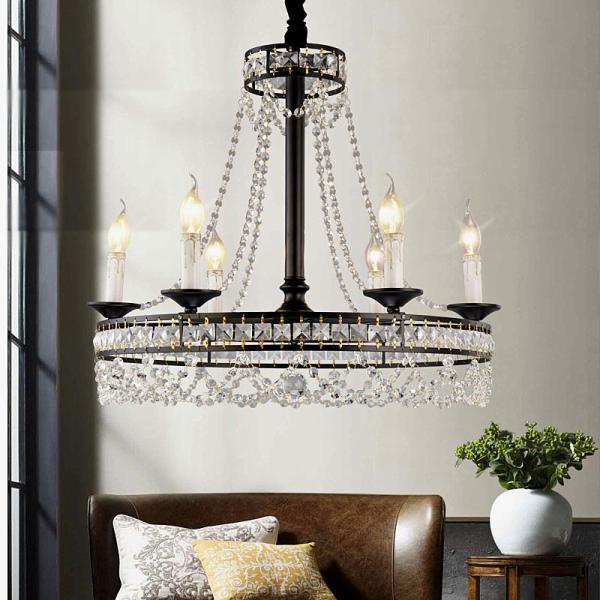 Buy cheap E14/E12 Black iron candle chandelier with K9 crystal (WH-CI-78) from wholesalers