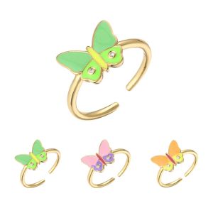 Buy cheap CZ Zircon 18k Gold Jewelry OEM Enamel Oil Dripping Butterfly Couple Rings from wholesalers