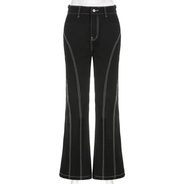 Quality Custom Clothing Factory China Women'S Casual Split Topstitch Bootcut Denim Pants for sale