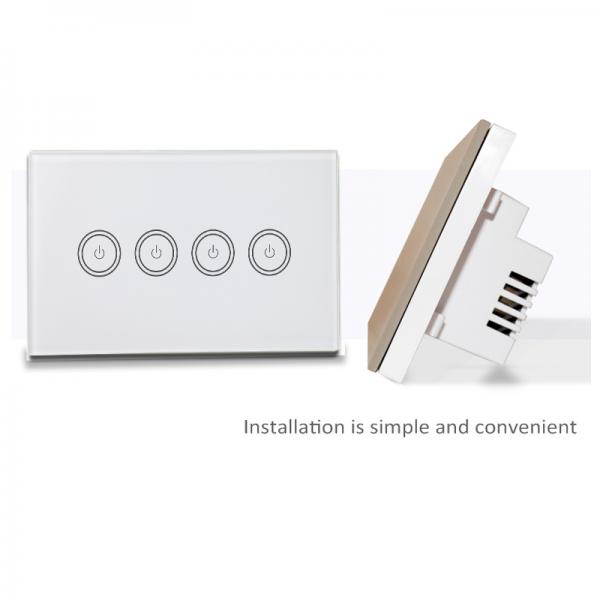 2 Gang US Touch Wifi Power Switch , Remote Control Switch 120 * 72 * 34mm