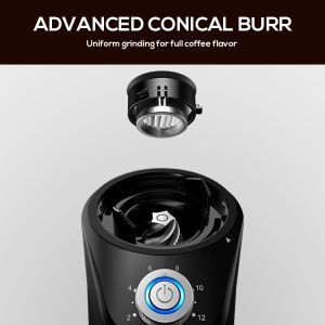 14 Adjustable Conical Burr Coffee Grinder Espresso Extensive Grind Settings