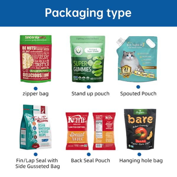 New Top Horizontal Automatic Multi-Function Stand-Up Pouch Packaging Machine For Food Chemicals Core Labeling Capping Features