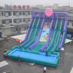 Buy cheap Customize 4 Lanes Inflatable Water Slides With Pool Constant Blowing from wholesalers