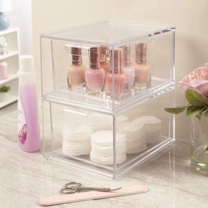 Buy cheap Multifunction Makeup Stackable Clear Plastic Organizer Drawers With Lid from wholesalers