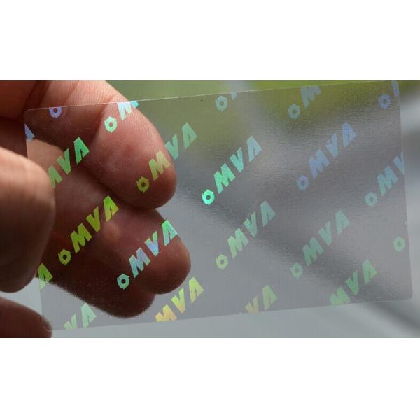 50u Thick Transparent Holographic Sticker , Custom Logo Hologram Stickers For Card