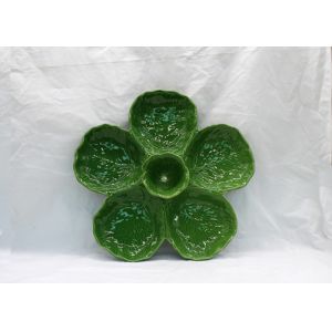 Buy cheap Ceramic 5 Part  Snacks Plates Dolomite Cabbage Leaf Design Green Candy Decoration Plates from wholesalers