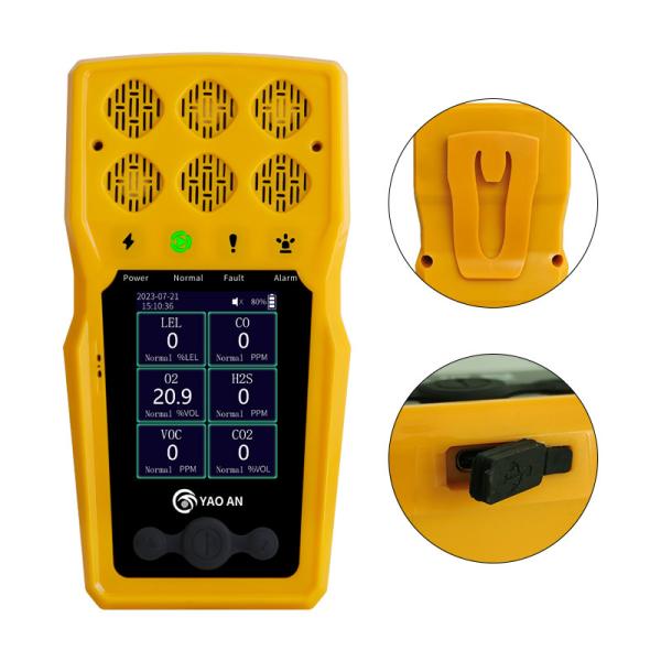 Portable Multi Gas Analyzer 6 In 1 EX CO CO2 O2 NO2 H2S VOC NH3 6 Gas Detector