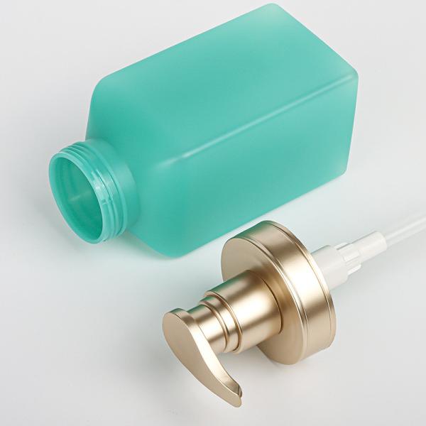 Luxury Gold Top Press Pump Green Body Lotion Container Packaging Plastic Shampoo Square Bottle