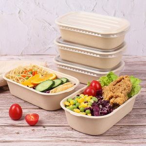 Buy cheap Compostable Takeout Disposable Food Containers Bagasse Lunch Box With Lid from wholesalers