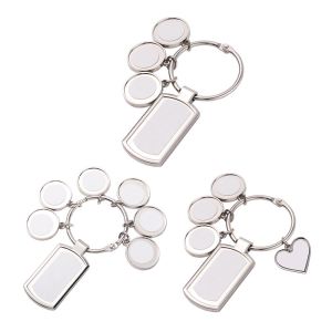 Buy cheap Custom Promotional Gift Keychain Blank Design Sublimation Charms Set Keychains With 3 Tags from wholesalers