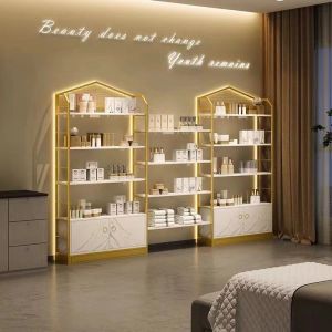 Buy cheap Versatile Cosmetic Luxury Display Cabinets MultiLayer Marble Shelving Golden Body from wholesalers