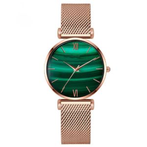 Alloy Case Womens Fashion Watch 22mm Strap With Malachite Dial