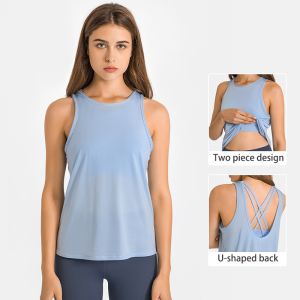 Buy cheap Active Stretch Ladies Yoga Tops One Piece Two Wear Cross Open Back Sport Bra With Removable Pad from wholesalers