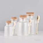 Buy cheap Wholesale Frost ABS Plastic Bath Salt Container Jars with Wood Spoon and Cork Lid 100ml 200ml for Cosmetic Packaging from wholesalers