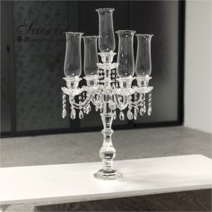 Buy cheap 5 Arms tabletop crystal candelabra Small Candelabra Centerpieces from wholesalers