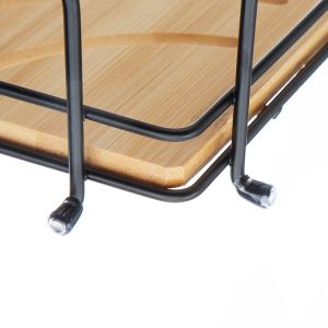 Black Bamboo Bathroom Shower Rack With Easy-Lock Suction Wall Mounted Basket