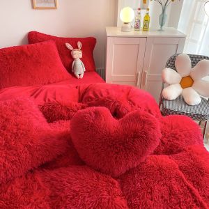 Buy cheap Plain Dyed Modern Solid Color Mink Velvet Four-piece Set Winter Plush Warm Bedding Set from wholesalers