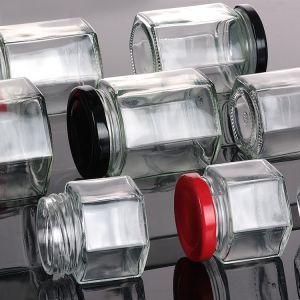 Buy cheap Empty Honey Bottle Glass Mini Hexagonal Honey Jar 500ml 380ml 180ml 90ml 45ml With Lid from wholesalers
