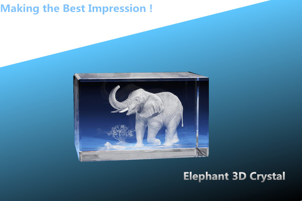 ELEPHANT 3D CRYSTAL RECTANGLE/BEVELED CUBE/TRIPLE BEVELED CUBE/LARGE RECTANGLE