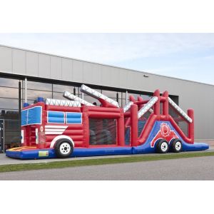 Buy cheap Funny Fire Truck Bounce House Obstacle Course With Climbing Wall from wholesalers