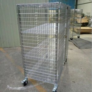 40" X 18" X 72" Wire Utility Cart, Logistics Laundry Wire Roll Cage Container