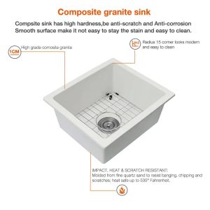 Buy cheap White Composite Quartz Undermount Kitchen Sink 635mm Length Without Faucet from wholesalers