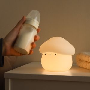 China Mushroom Night Light For Kids Squishy Silicone Night Light 7 Soft ColorsTap Control Rechargeable Sleep Timer Beside Lamp on sale