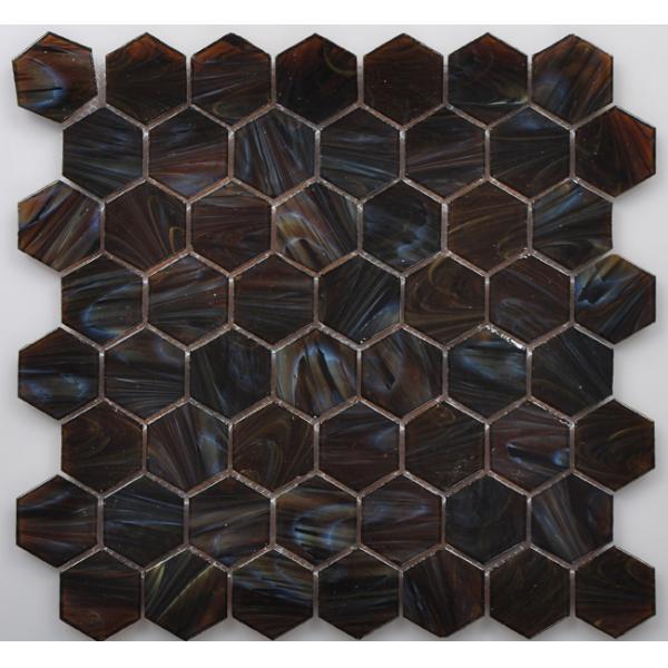 Buy cheap H4436 Hexagonal Shape Iridescent Glass Mosaic from wholesalers