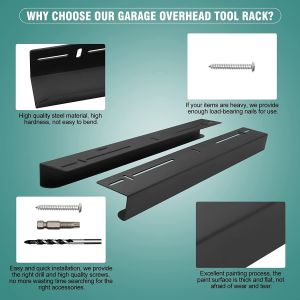 Garage Storage Rack Ceiling Tote Container Bins Slide Brackets for Easy