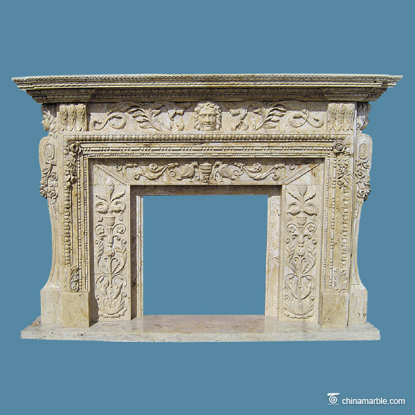 Quality Natural stone , White fireplace Carved Stone Marble Fireplace Surround for sale