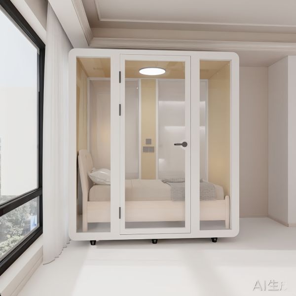 Soundproof Sleeping Pod with 7-Layer Acoustic Structure and 3-Color LED Lighting