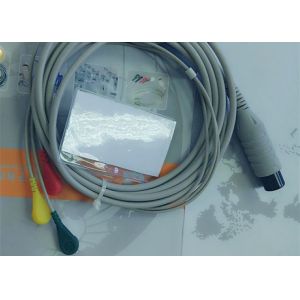 Generic AAMI 6 Pin 3 Lead Ecg Cable , Grabber AHA Ecg Cables And Leadwires