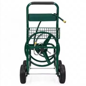 Qingdao Port Heavy Duty Water Garden Hose Reel Cart with Basket Easy to and