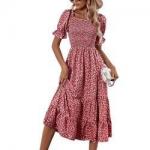 Buy cheap                  Floral Print Dresses Short Puff Sleeve Square Neck Shirred Detail MIDI Women Dresses              from wholesalers