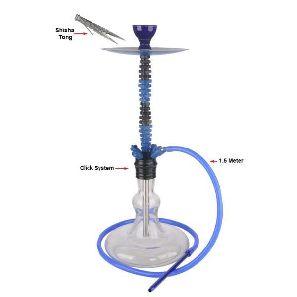 Quality 72cm High Transparent Aluminum Hookah With Ceramic Bowl for sale