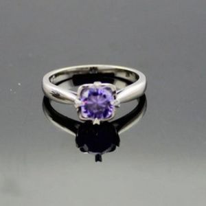 Buy cheap Sterling Silver Round 6mm Create Aemthyat Cubic Zirconia Solitaire Gemstone Ring(F16) from wholesalers