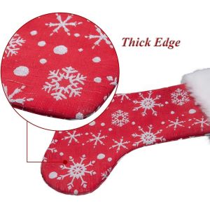 Red White Snow Pattern 21 Inches Christmas Stocking Double Layers Gift Holders