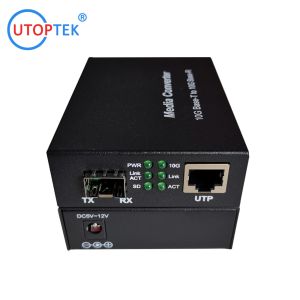 10G SFP+ to RJ45 Fiber Media Converter with 10G SR 850nm 300m SFP+ Transceiver