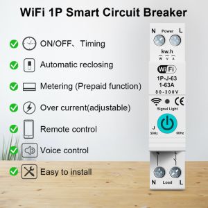 Buy cheap Tuya WiFi Smart Circuit Breaker Switch Single Phase Metering Over Current Remote Mobile Control Timer multiple functions from wholesalers