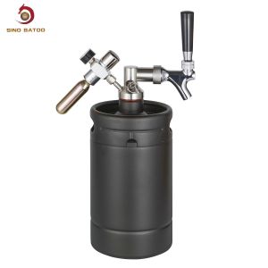 Matte Black Pressurized Mini Keg , 2L 64oz Pressurized Beer Mini Keg System