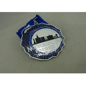 Customized Silver Hard Enamel Medal With Zinc Alloy , Die Struck Medal For
