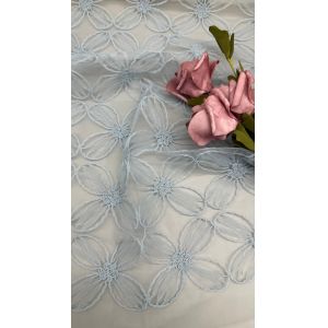 Buy cheap 100% Nylon Full Width Light Blue Color Tulle Mesh Embroidery Fabric Sustainable from wholesalers