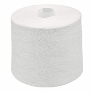 Buy cheap 100% Polyester Ring Spun Yarn Pre Dyed Raw White For Sewing 40/2 TFO Techs Process from wholesalers