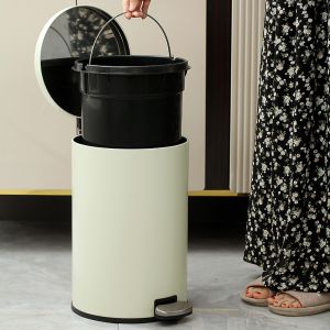 Steel and Pp Pedal Trash Can Bathroom Bin With Toilet Brush for Kitchen