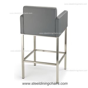 Buy cheap Fixed Counter 98CM 52CM metal Grey Faux Leather Bar Stools from wholesalers