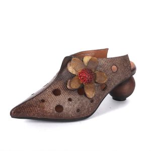 Buy cheap S496 Spring And Summer New Leather Increased Thick-Soled Women'S Shoes Original Handmade Retro Hollow Carved Single Shoe from wholesalers