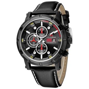 Buy cheap Leather Chronograph Strap Width 23mm Quartz Sport Watch from wholesalers