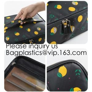 Stylish Black Makeup Brush Organizer Cosmetic Bag Storage Bag With Handle For