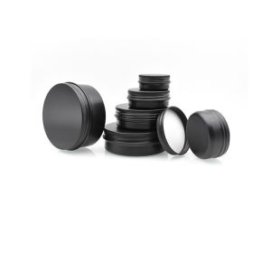 Buy cheap 15ml 50ml 60ml 100ml 150ml Round Empty Tin Can Black Tin Screw Lid Black Aluminum Jar from wholesalers